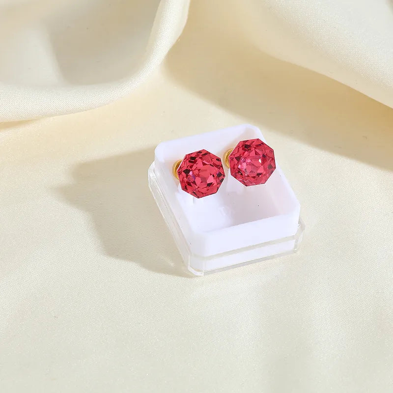 Boucles Oreilles - Diamant Couleurs 8mm - Acier Inoxydable 304 Plaqué Or 18K - Clous d'oreilles