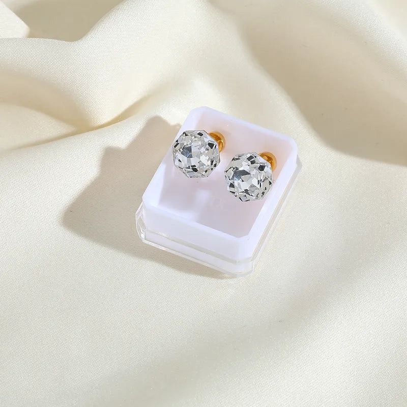 Boucles Oreilles - Diamant Couleurs 8mm - Acier Inoxydable 304 Plaqué Or 18K - Clous d'oreilles