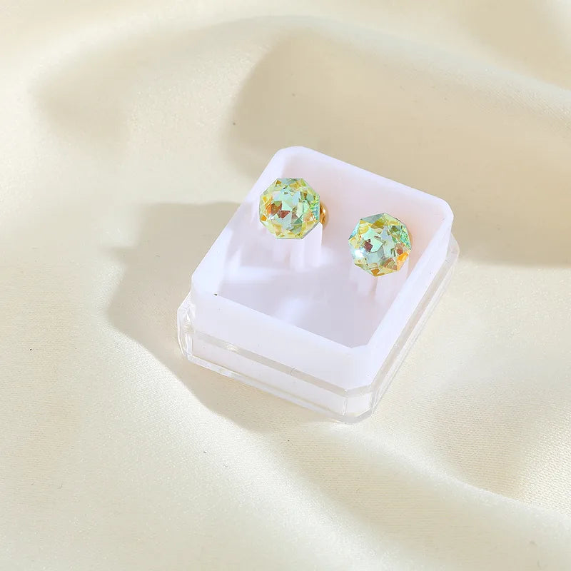 Boucles Oreilles - Diamant Couleurs 6mm - Acier Inoxydable 304 Plaqué Or 18K - Clous d'oreilles
