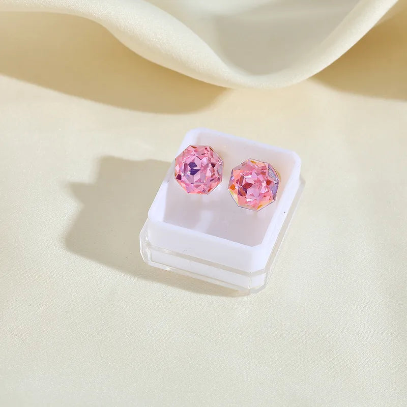 Boucles Oreilles - Diamant Couleurs 8mm - Acier Inoxydable 304 Plaqué Or 18K - Clous d'oreilles