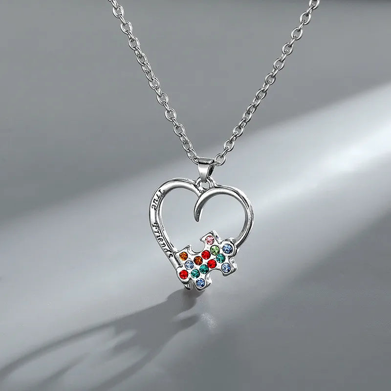 Lot de 2 Colliers D'amitié - Coeur Puzzle Strass - BFF - Best Friends Forever - Amitié