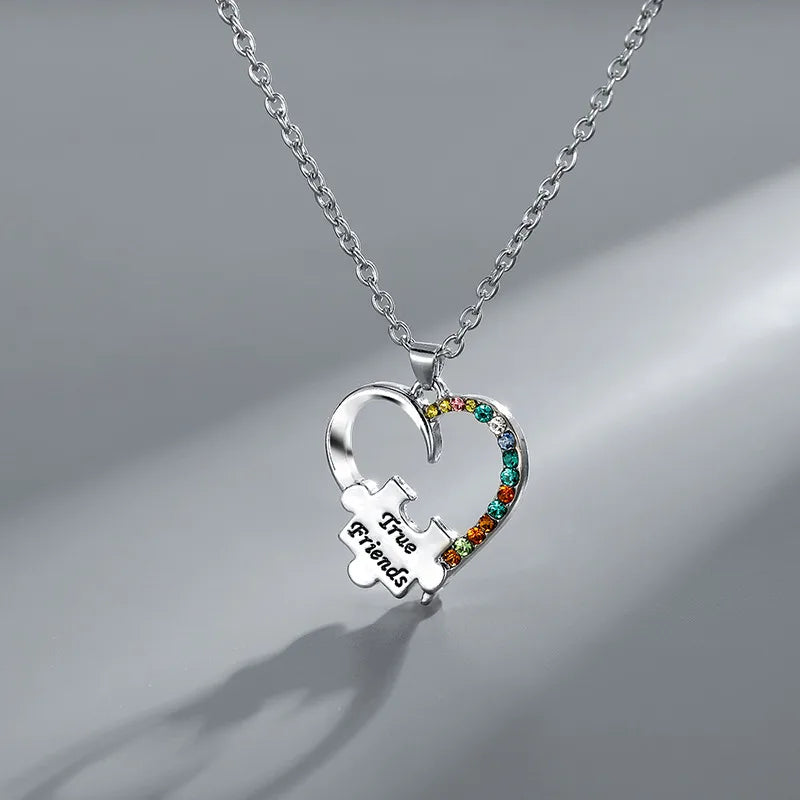 Lot de 2 Colliers D'amitié - Coeur Puzzle Strass - BFF - Best Friends Forever - Amitié