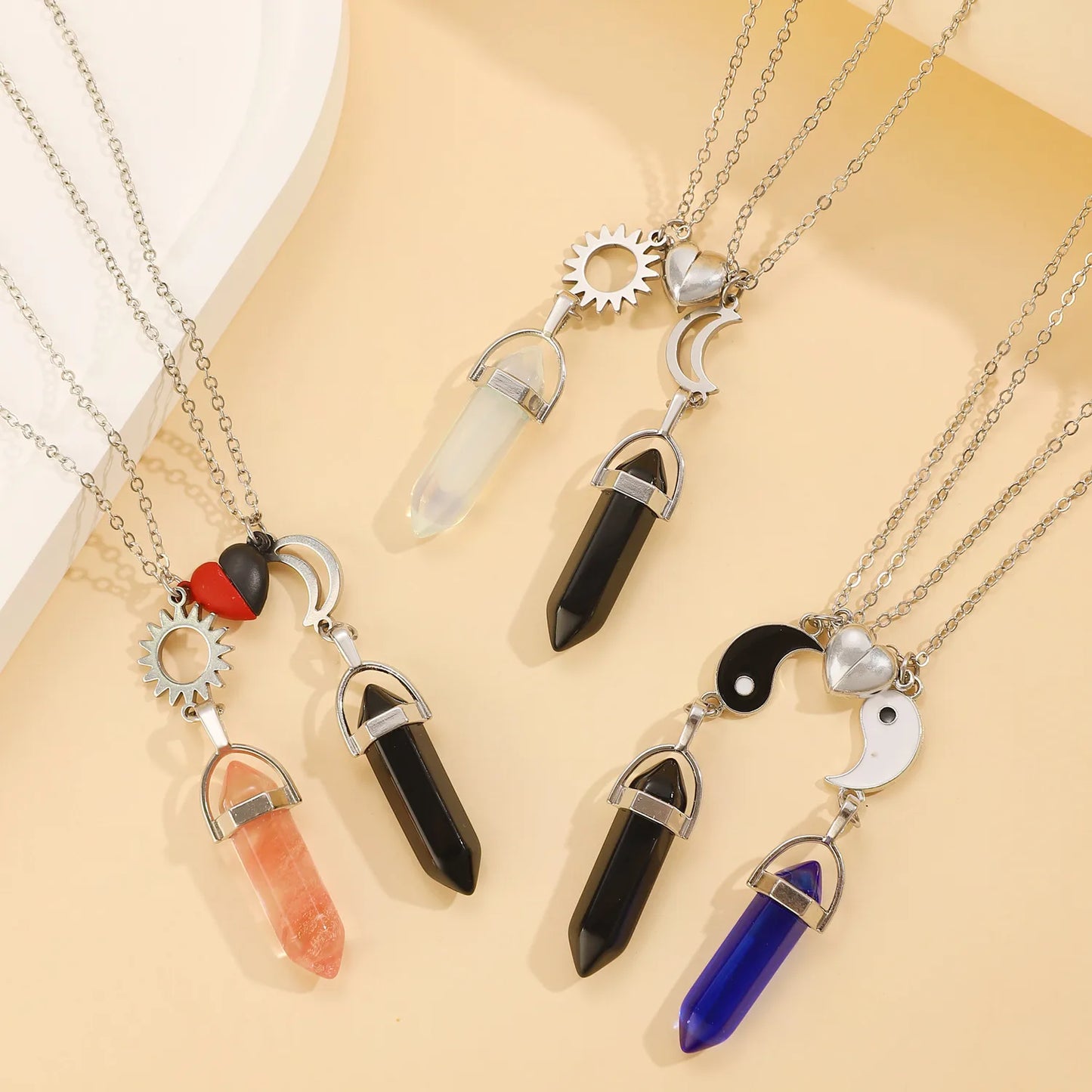 Lot de 2 Colliers D'amitié - Tube - BFF - Best Friends Forever - Pendentif Aimanté Coeur - Amoureux Couple Amitié