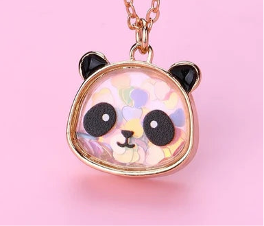 Collier Panda - Grenouille - Vache - Mignon - Pendentif intérieur Paillettes Etoile Coeur Perles Phosphorescent