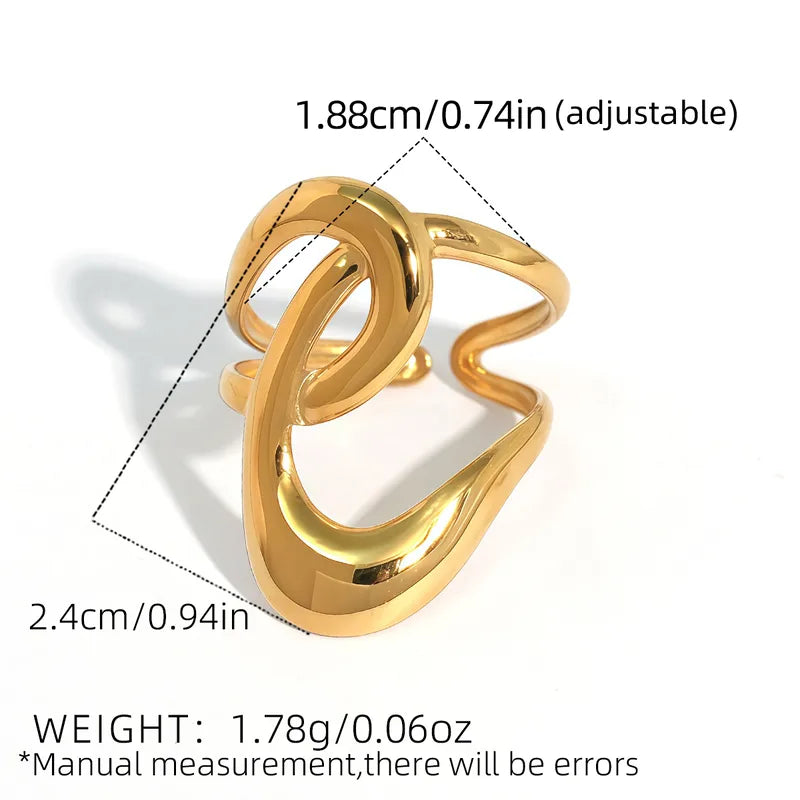 Bague Réglable Adulte - Ajustable - Acier Inoxydable 304 Plaqué Or 18K