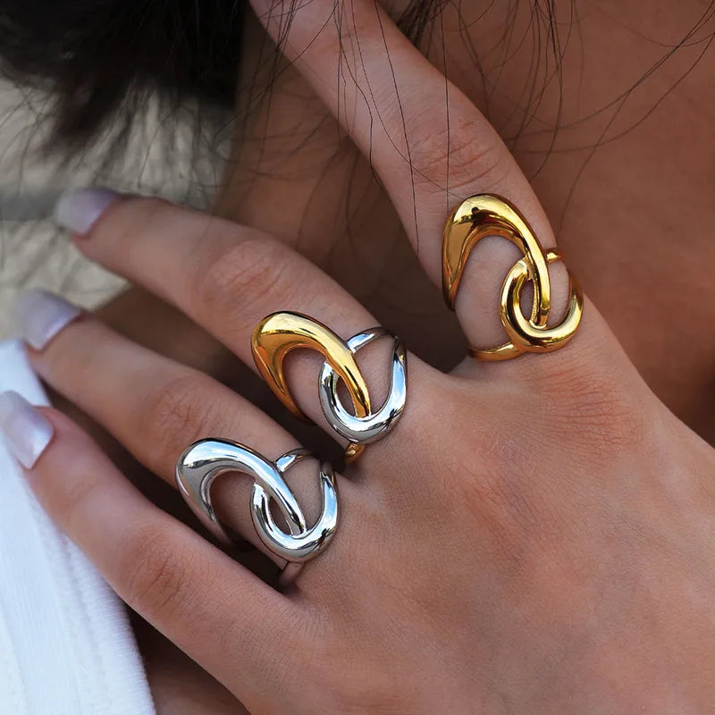 Bague Réglable Adulte - Ajustable - Acier Inoxydable 304 Plaqué Or 18K