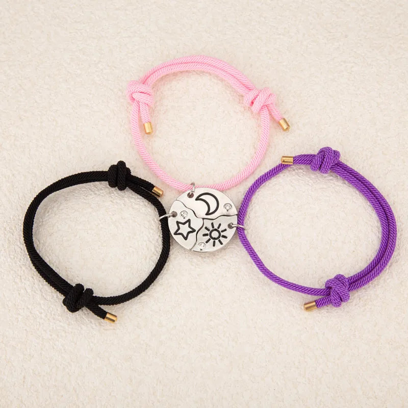 Set mit 2 verstellbaren Freundschaftsarmbändern aus Kordel, beste Freunde, Ying und Yang – BFF beste Freunde – Fantasy – magnetischer Anhänger – Liebhaber – Paar