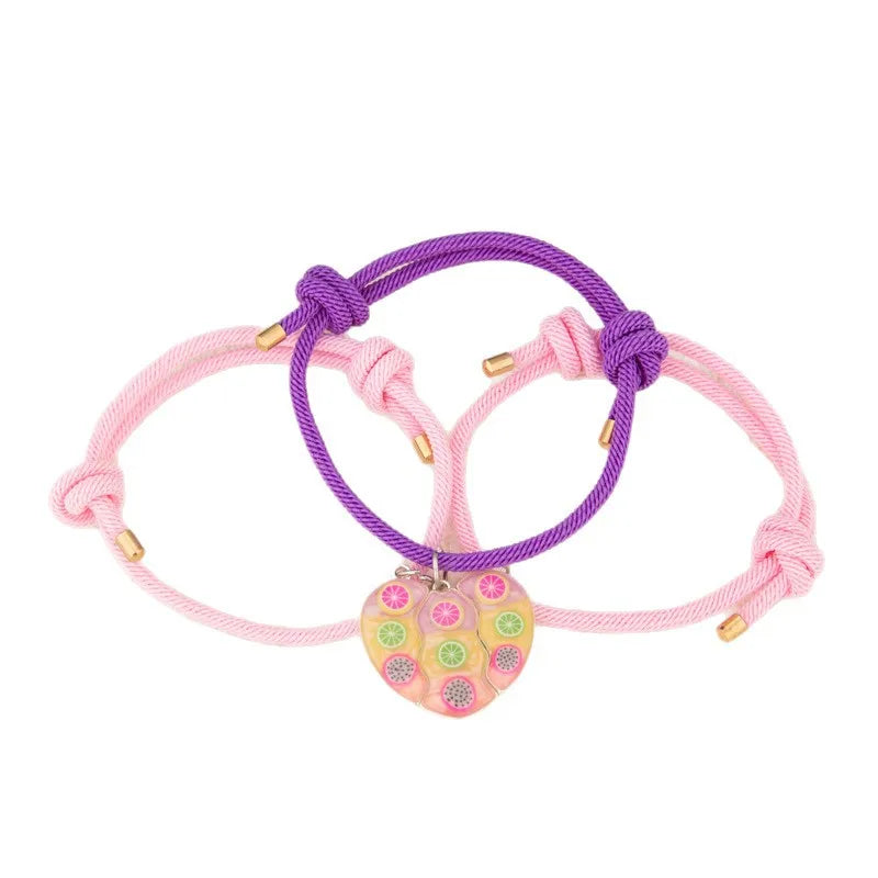 Set mit 2 verstellbaren Freundschaftsarmbändern aus Kordel, beste Freunde, Ying und Yang – BFF beste Freunde – Fantasy – magnetischer Anhänger – Liebhaber – Paar