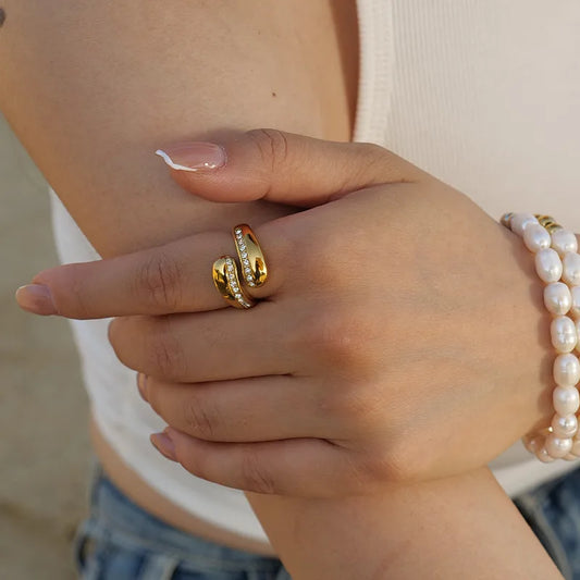 Bague Réglable Adulte - Ajustable - Acier Inoxydable 316 Plaqué Or