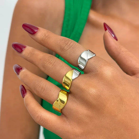 Bague Réglable Adulte - Ajustable - Acier Inoxydable 304 Plaqué Or 18K