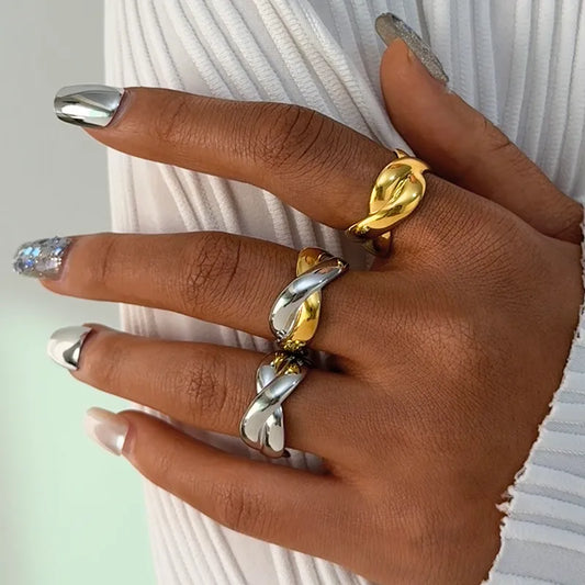Bague Réglable Adulte - Ajustable - Acier Inoxydable 304 Plaqué Or 18K