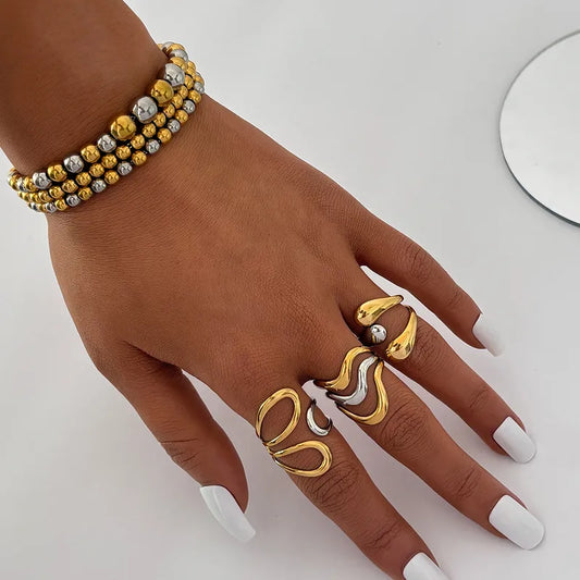 Bague Réglable Adulte - Ajustable - Acier Inoxydable 304 Plaqué Or 18K