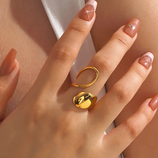 Bague Réglable Adulte - Ajustable - Acier Inoxydable 304 Plaqué Or 18K