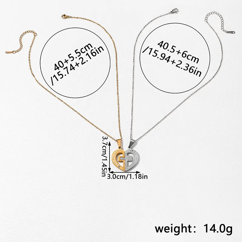 Lot de 2 Colliers - Coeur qui s’assemblent - BFF - Best Friends Forever - Amoureux Couple Amitié - Acier Inoxydable