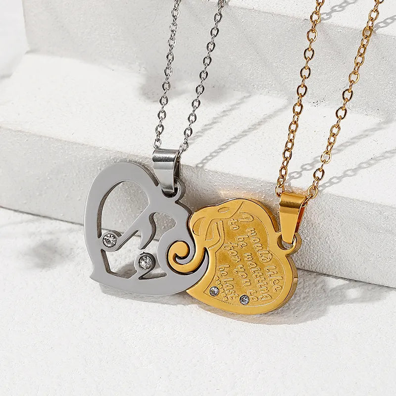 Lot de 2 Colliers - Coeur Elephant qui s’assemblent - BFF - Best Friends Forever - Amoureux Couple Amitié - Acier Inoxydable