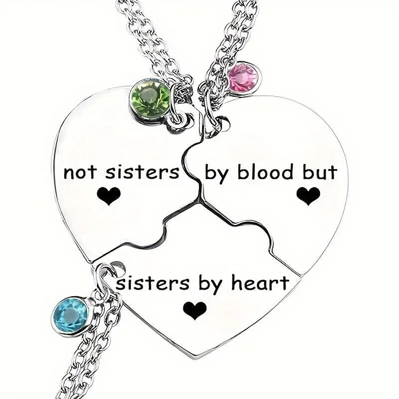 Lot de 3 Colliers D'amitié - Coeur - BFF - Best Friends Forever - "Weirdo" - Acier Inoxydable - Strass - Amitié