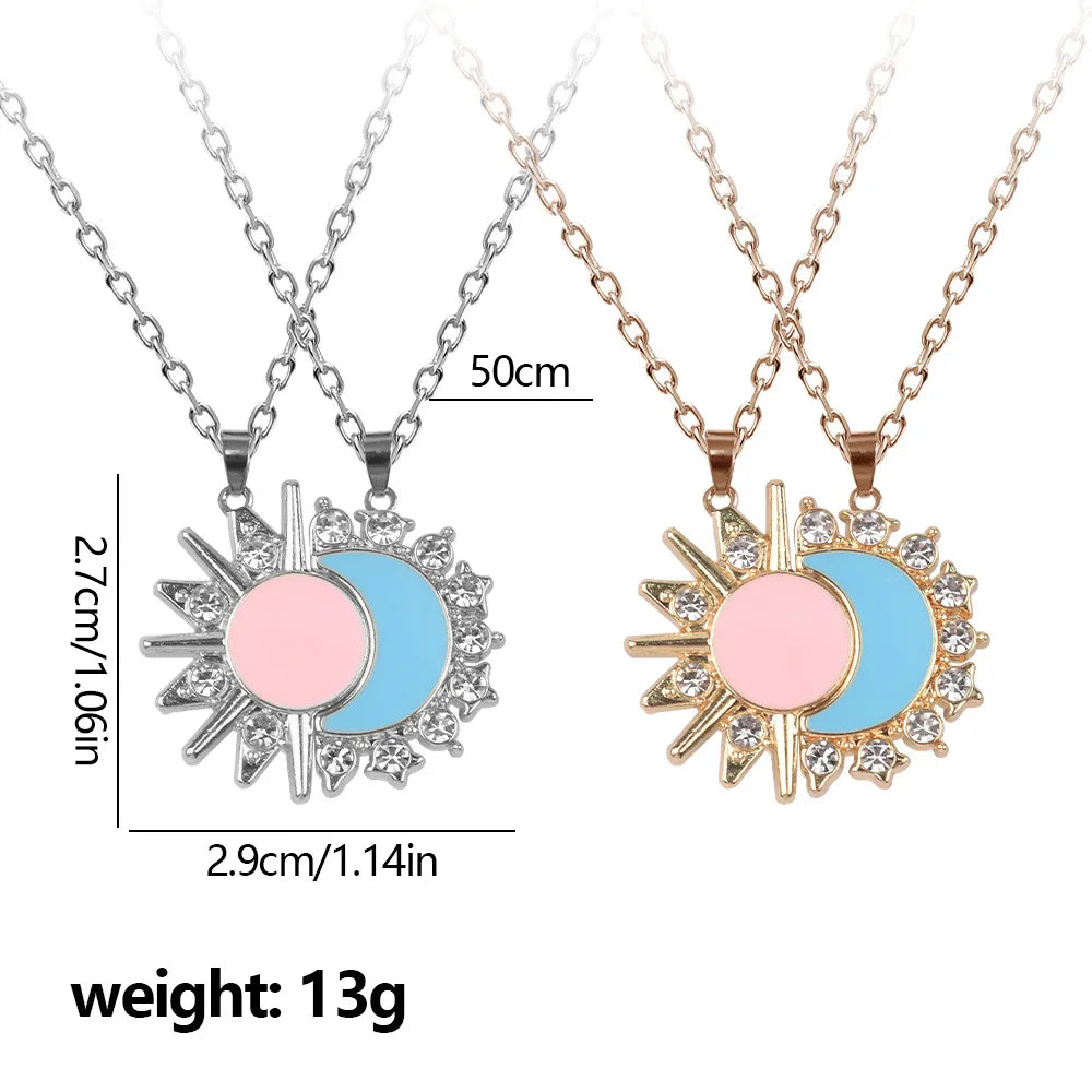 Lot de 2 Colliers BFF - Lune et Soleil - Best Friends Forever - Pendentif Aimanté - Colliers à partager