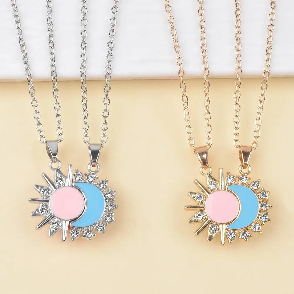 Lot de 2 Colliers BFF - Lune et Soleil - Best Friends Forever - Pendentif Aimanté - Colliers à partager