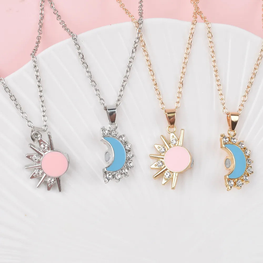 Lot de 2 Colliers BFF - Lune et Soleil - Best Friends Forever - Pendentif Aimanté - Colliers à partager