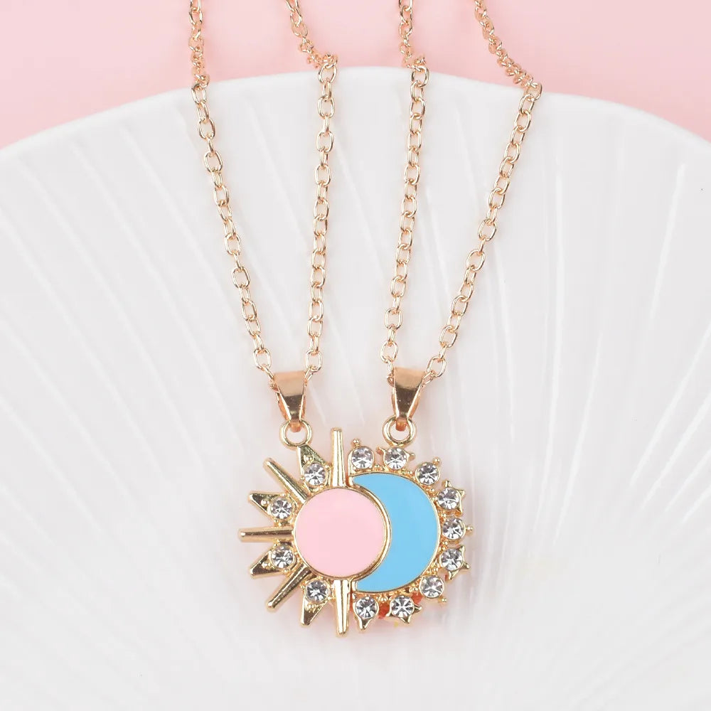 Lot de 2 Colliers BFF - Lune et Soleil - Best Friends Forever - Pendentif Aimanté - Colliers à partager