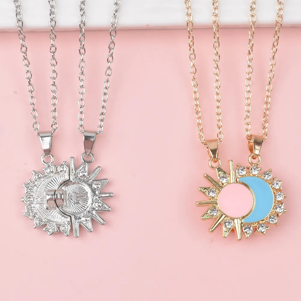 Lot de 2 Colliers BFF - Lune et Soleil - Best Friends Forever - Pendentif Aimanté - Colliers à partager