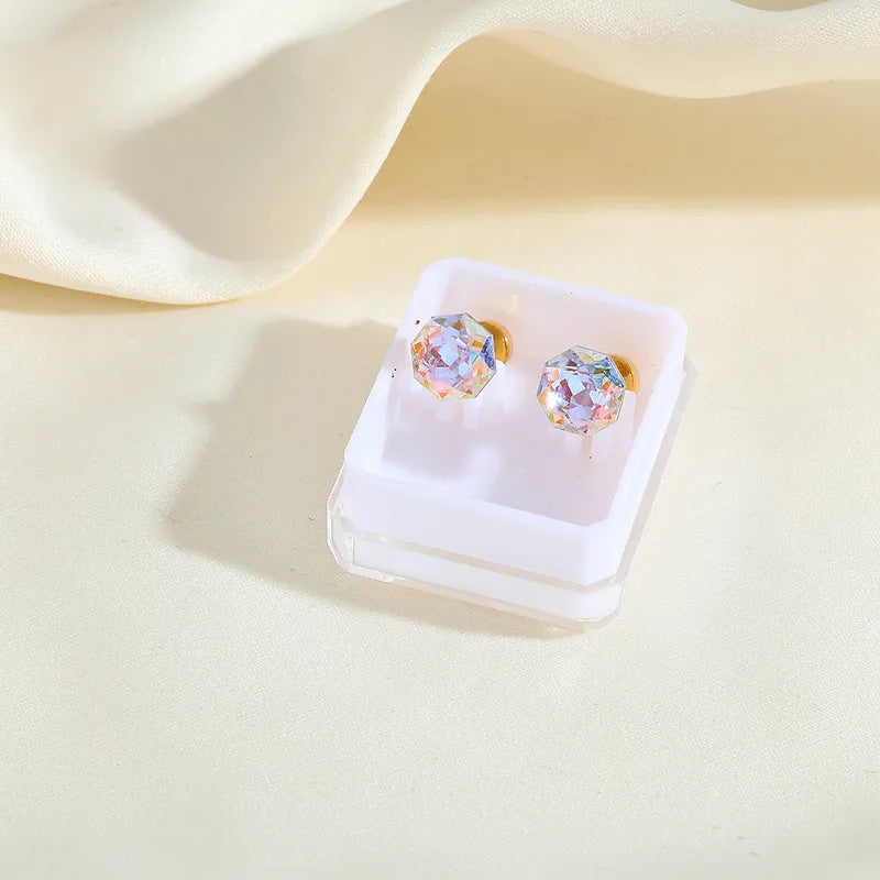 Boucles Oreilles - Diamant Couleurs 6mm - Acier Inoxydable 304 Plaqué Or 18K - Clous d'oreilles