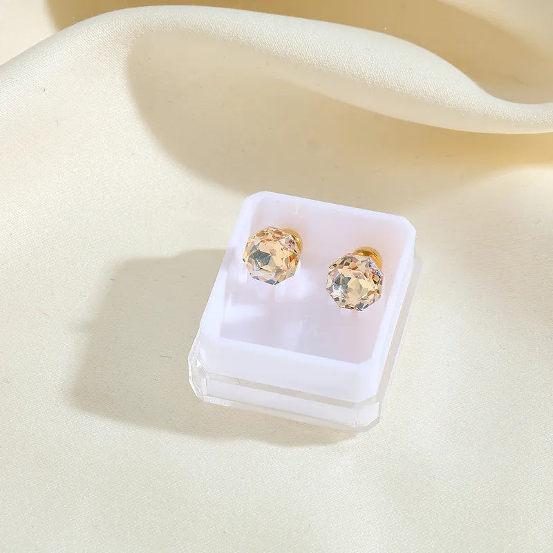 Boucles Oreilles - Diamant Couleurs 6mm - Acier Inoxydable 304 Plaqué Or 18K - Clous d'oreilles