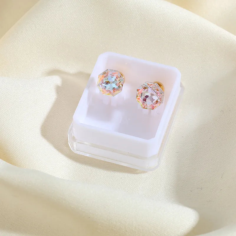 Boucles Oreilles - Diamant Couleurs 6mm - Acier Inoxydable 304 Plaqué Or 18K - Clous d'oreilles