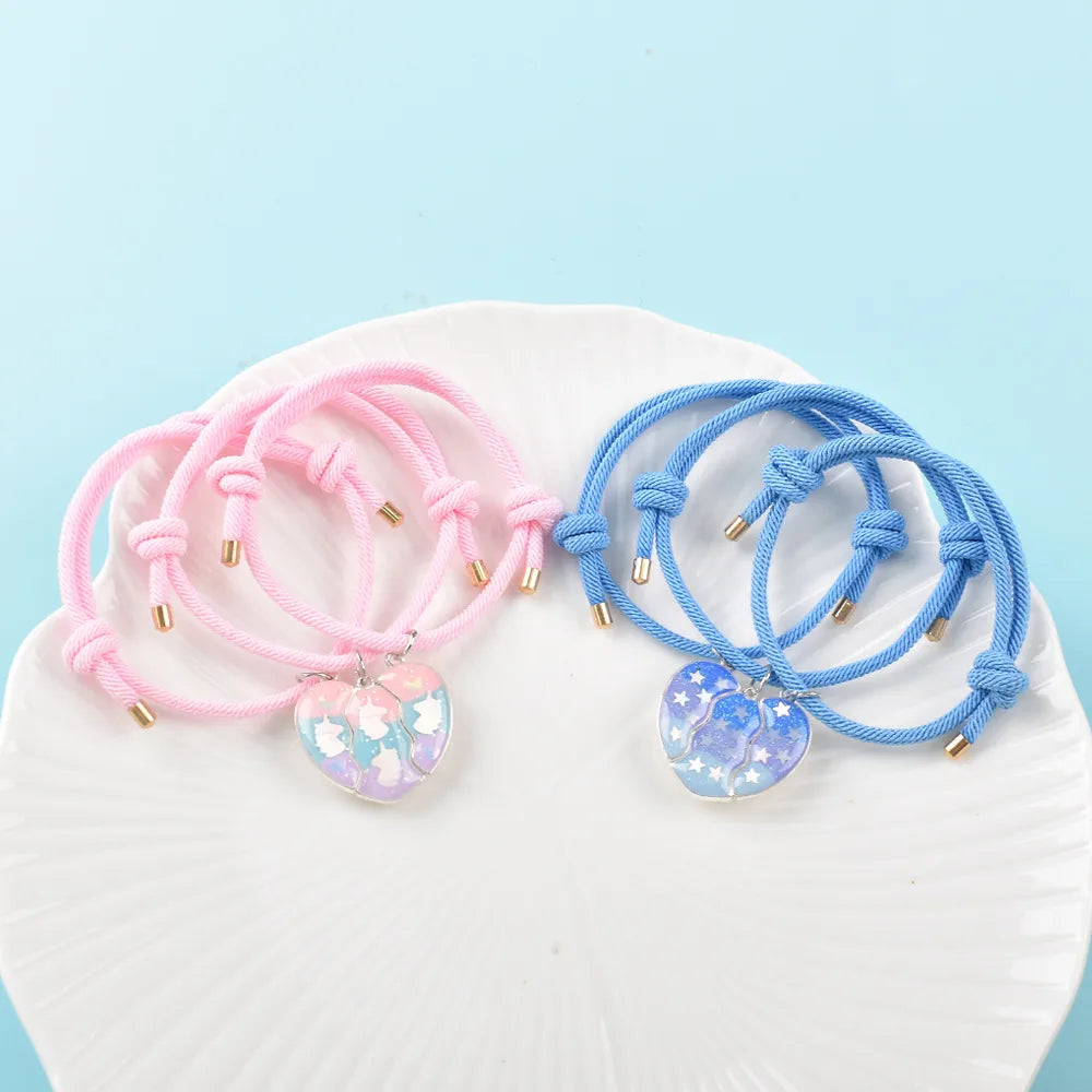 Set mit 2 verstellbaren Freundschaftsarmbändern aus Kordel, beste Freunde, Ying und Yang – BFF beste Freunde – Fantasy – magnetischer Anhänger – Liebhaber – Paar