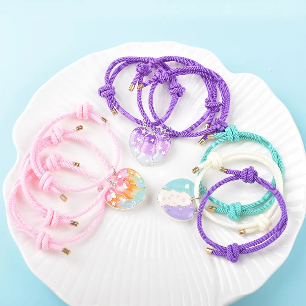 Set mit 2 verstellbaren Freundschaftsarmbändern aus Kordel, beste Freunde, Ying und Yang – BFF beste Freunde – Fantasy – magnetischer Anhänger – Liebhaber – Paar