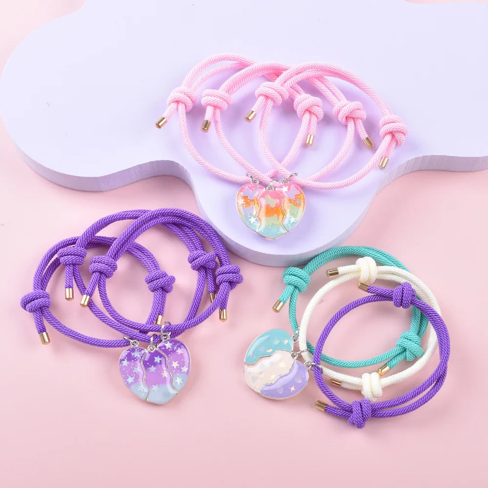 Set mit 2 verstellbaren Freundschaftsarmbändern aus Kordel, beste Freunde, Ying und Yang – BFF beste Freunde – Fantasy – magnetischer Anhänger – Liebhaber – Paar