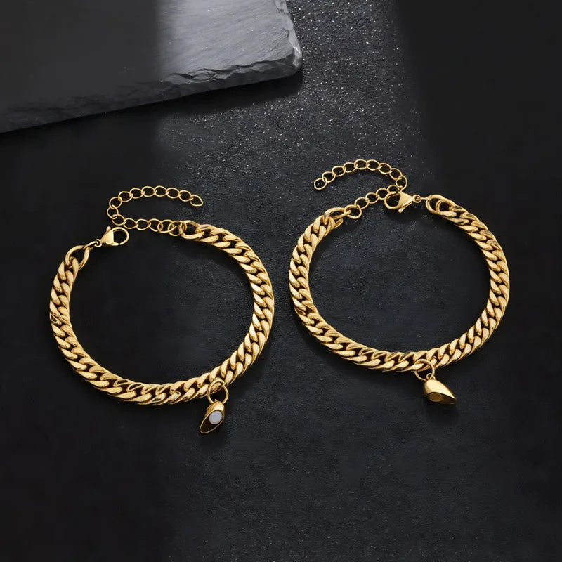 Lot de 2 Bracelets D'amitié Gourmettes - BFF - Best Friends Forever - Acier Inoxydable - Couple Amoureux Amitié - Pendentif Aimanté Coeur