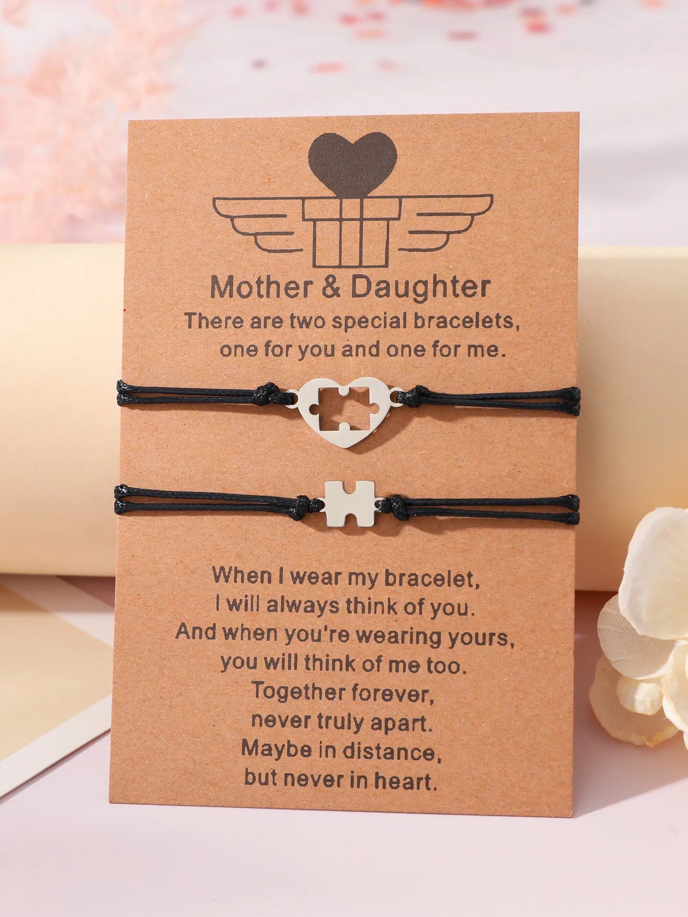 Set mit 2 Elefanten-Armbändern für Mutter und Tochter – Familie, Eltern, Kind, Mutter und Tochter – Fantasie – Elefanten-Anhänger – Edelstahl