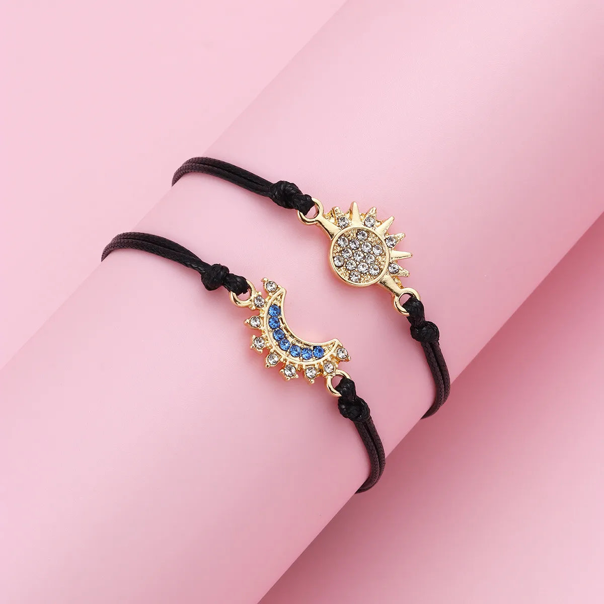 Lot de 2 Bracelets BFF Cordon Réglable - Lune Soleil - Best Friends Forever