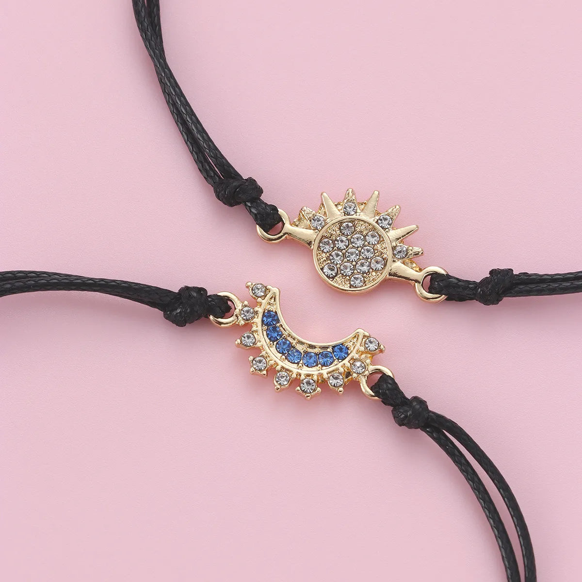 Lot de 2 Bracelets BFF Cordon Réglable - Lune Soleil - Best Friends Forever