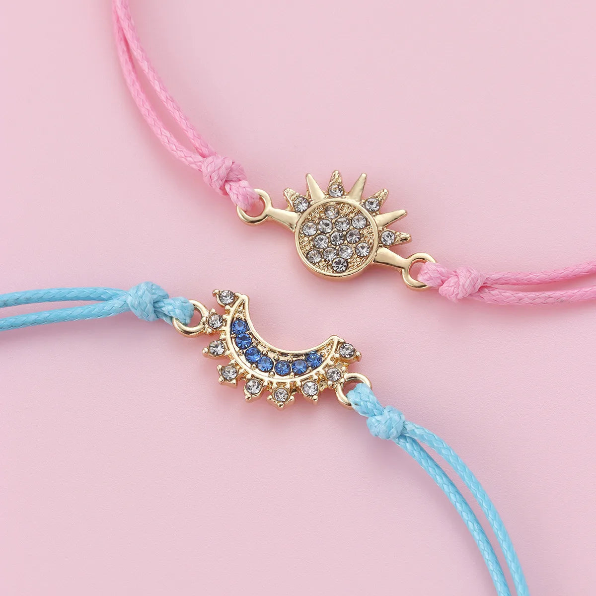 Lot de 2 Bracelets BFF Cordon Réglable - Lune Soleil - Best Friends Forever