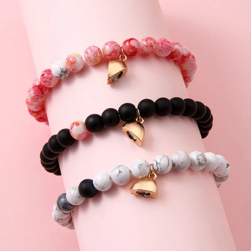 Lot de 3 Bracelets Perles BFF - Coeur Aimanté - Best Friends Forever
