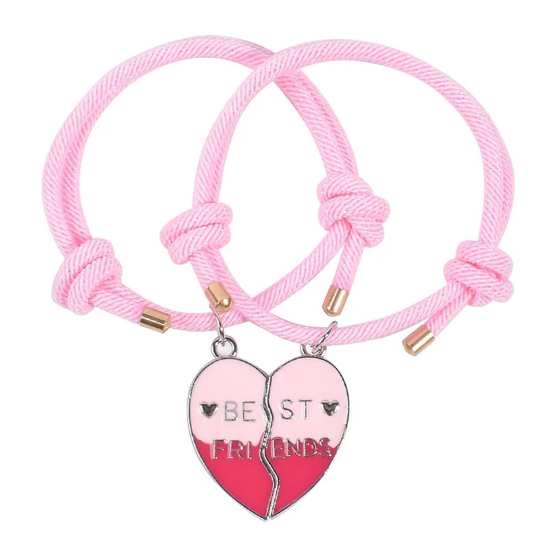 Lot de 2 Colliers ou Bracelets D'amitié Aimanté - Coeur - BFF - Best Friends Forever - Amitié - Pendentif Chaîne