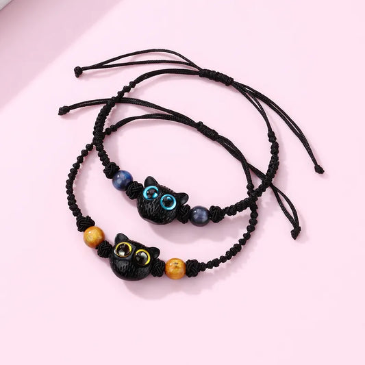 Lot de 2 Bracelets BFF Cordon Réglable - Chat - Best Friends Forever