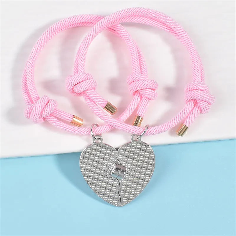 Lot de 2 Colliers ou Bracelets BFF Aimanté - Best Friends Forever - Pendentif Coeur - Amitié
