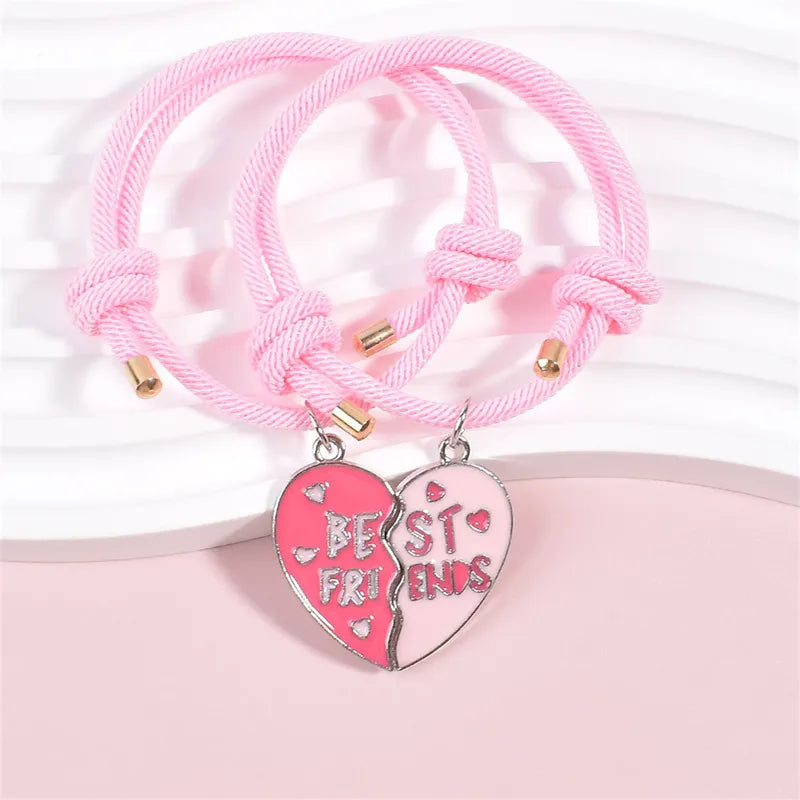 Lot de 2 Colliers ou Bracelets BFF Aimanté - Best Friends Forever - Pendentif Coeur - Amitié