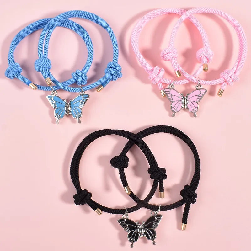 Lot de 2 Colliers ou Bracelets BFF Aimanté - Papillon - Best Friends Forever - Amitié - A partager