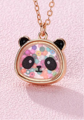 Collier Panda - Grenouille - Vache - Mignon - Pendentif intérieur Paillettes Etoile Coeur Perles Phosphorescent