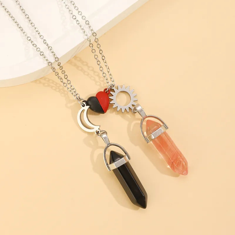 Lot de 2 Colliers D'amitié - Tube - BFF - Best Friends Forever - Pendentif Aimanté Coeur - Amoureux Couple Amitié