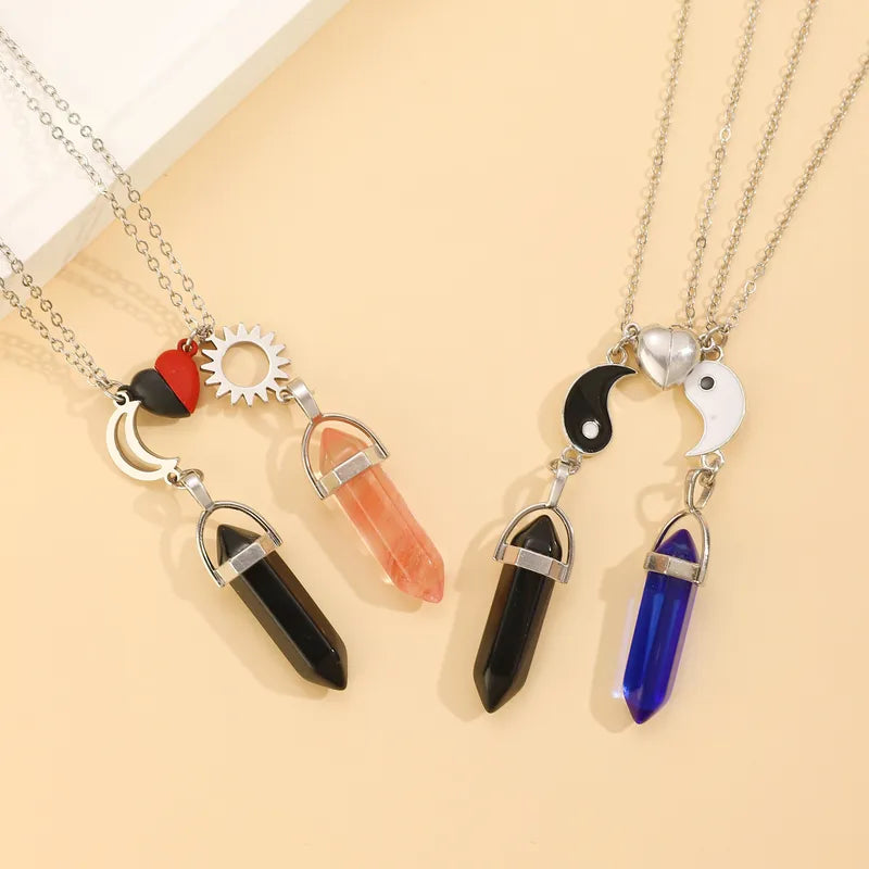 Lot de 2 Colliers D'amitié - Tube - BFF - Best Friends Forever - Pendentif Aimanté Coeur - Amoureux Couple Amitié