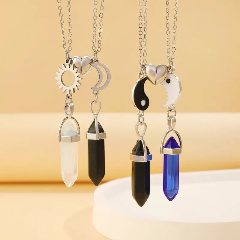 Lot de 2 Colliers D'amitié - Tube - BFF - Best Friends Forever - Pendentif Aimanté Coeur - Amoureux Couple Amitié
