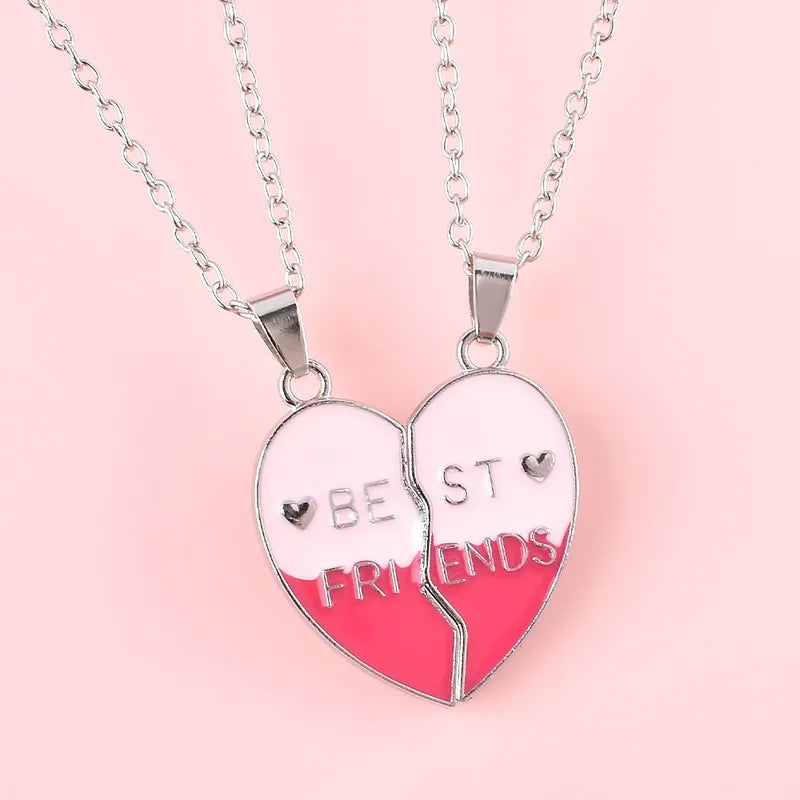 Lot de 2 Colliers ou Bracelets D'amitié Aimanté - Coeur - BFF - Best Friends Forever - Amitié - Pendentif Chaîne