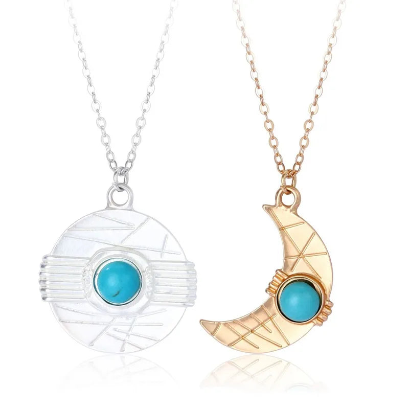 KINDER – Set mit 2 glitzernden Herz-Freundschaftsketten – BFF Best Friends Forever – Ausgefallen – Magnetanhänger mit Goldkette