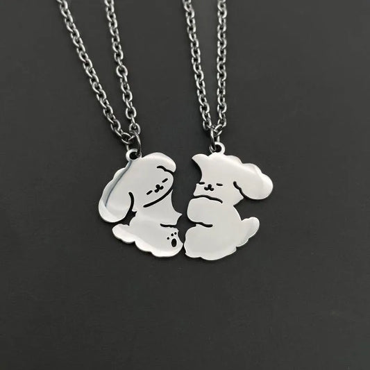 Set aus 2 Freundschaftsketten – Herz und Schlüssel – BFF Best Friends Forever – Anhänger – Liebendes Paar, Silber, Edelstahl