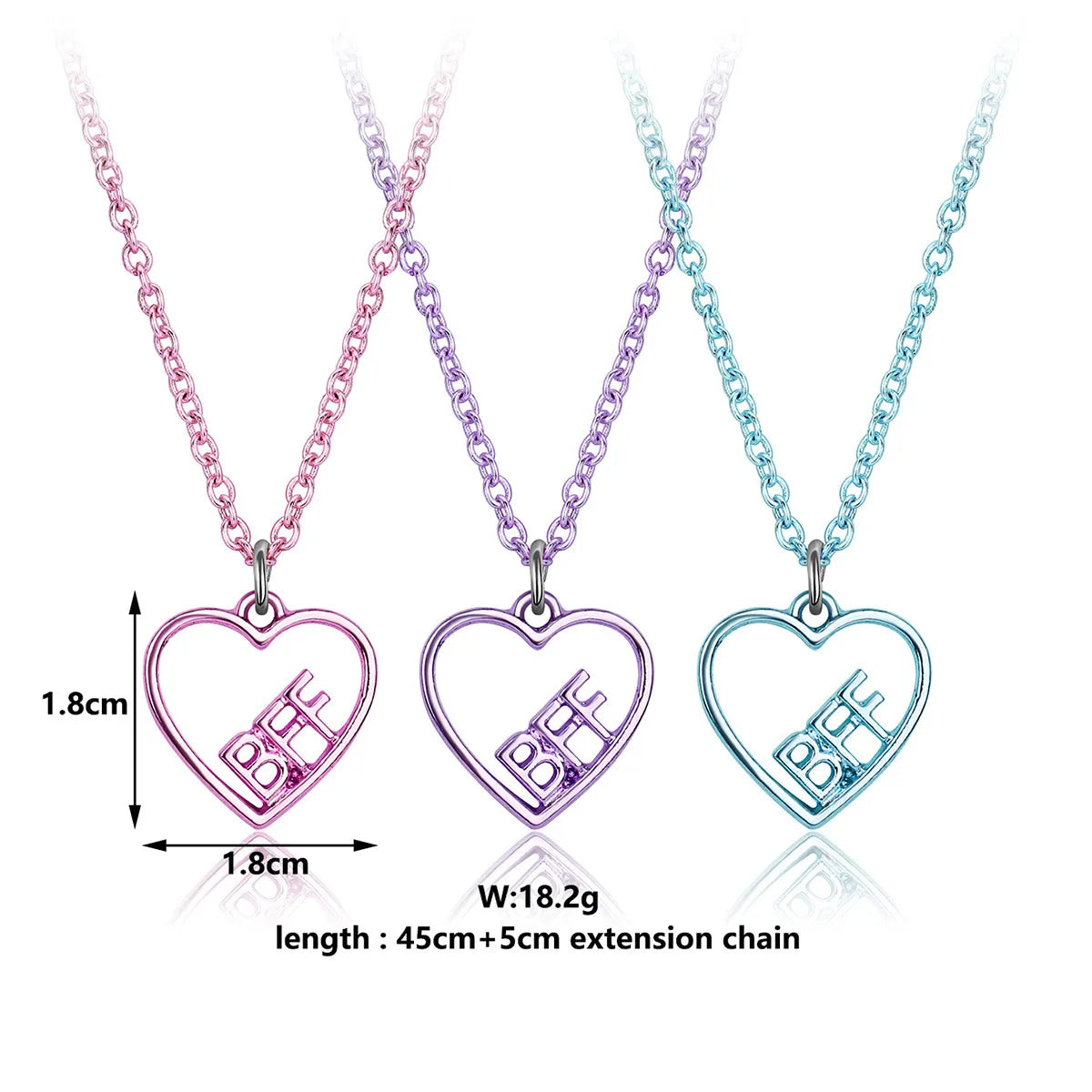 Lot de 3 Colliers BFF - Pendentif Coeur - Best Friends Forever - Amitié